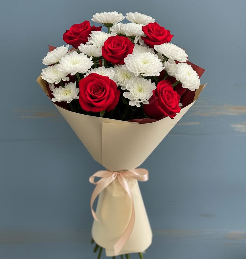 Букет цветов из: Розы и Хризантемы в Правокубанском