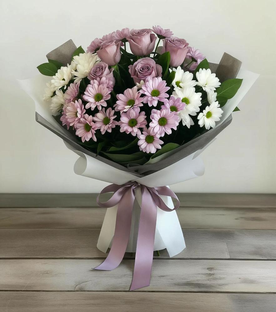 Букет цветов из: Хризантемы и Розы в Правокубанском