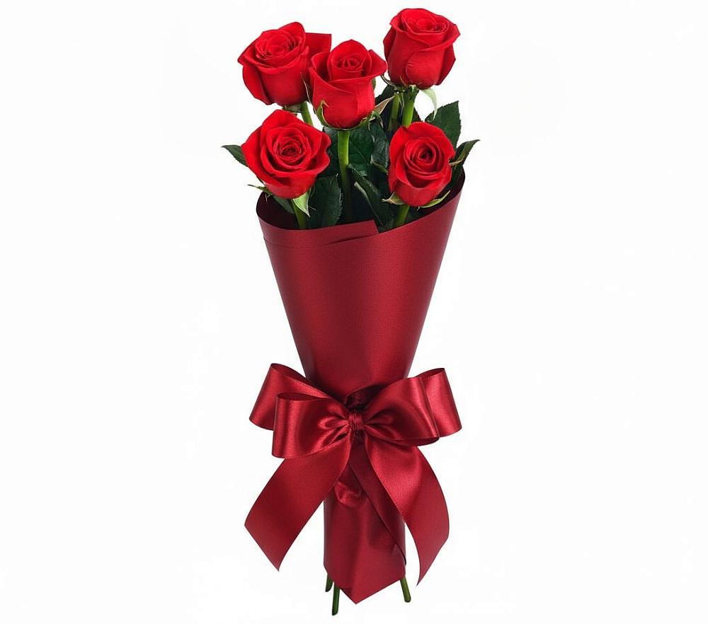 Букет 5 Красных роз Эдлесс Лав в Правокубанском