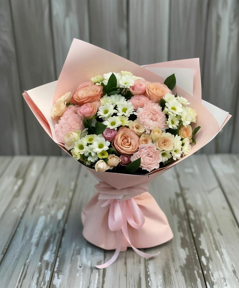 Букет цветов из: Гвоздики, Розы и Хризантемы в Правокубанском