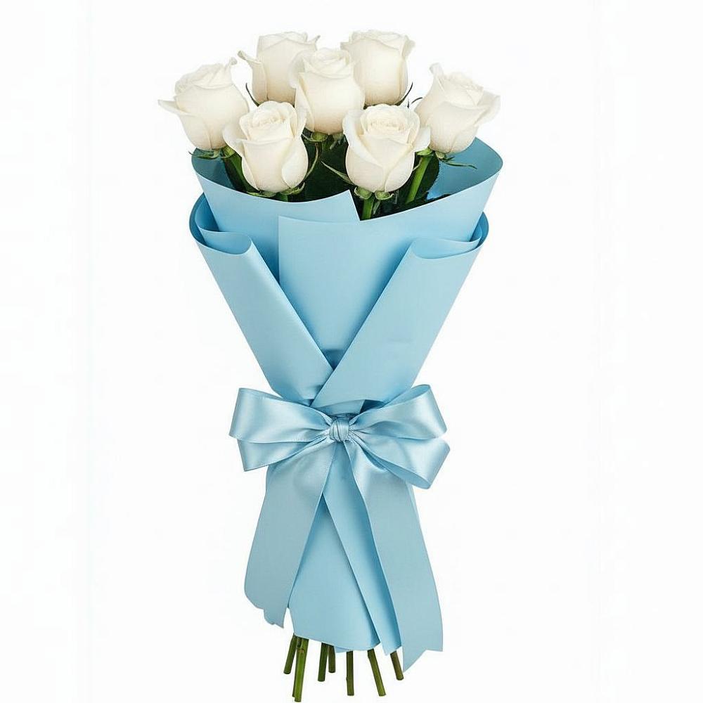 Букет 7 белых роз Проуд в Правокубанском