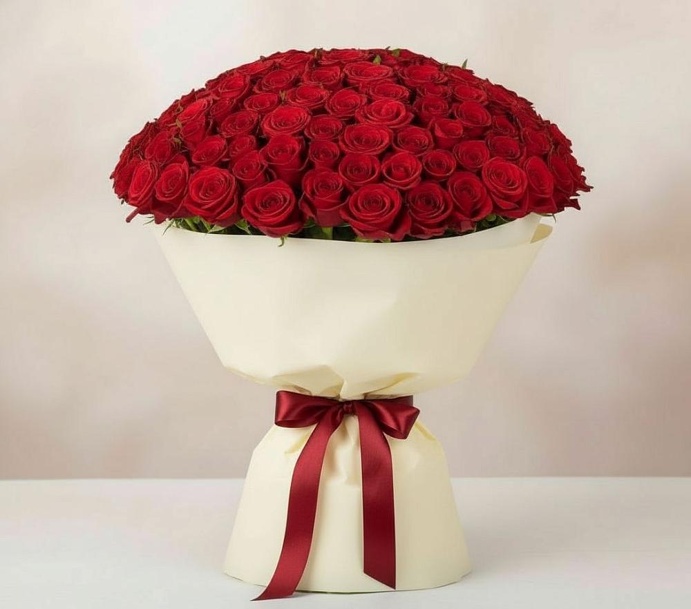Букет 101 Красная роза Милано в Правокубанском