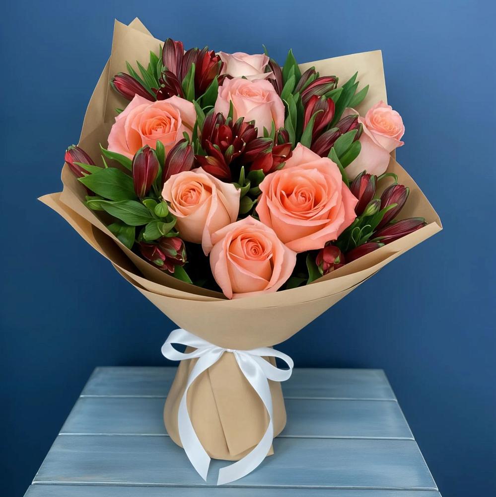 Букет цветов из: Розы и Альстромерии в Правокубанском