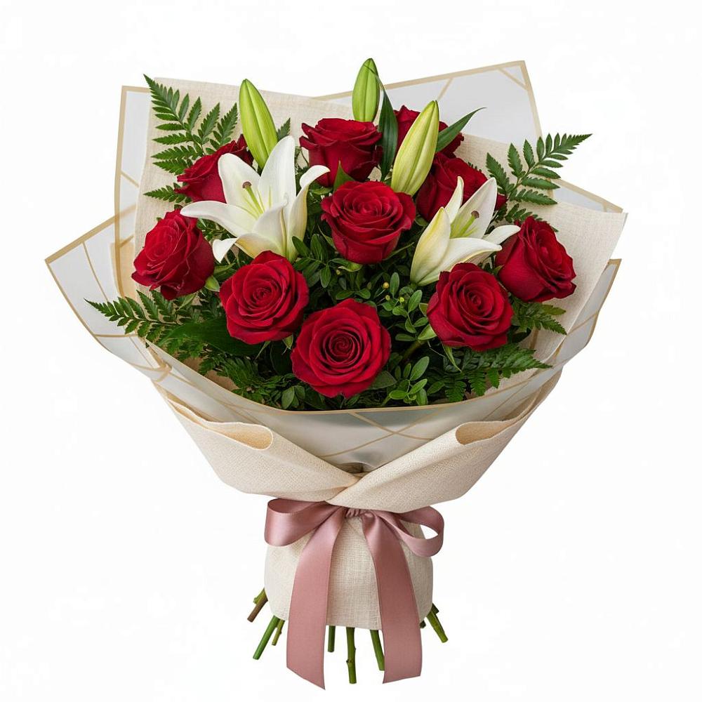 Букет цветов из: Лилии и Розы в Правокубанском