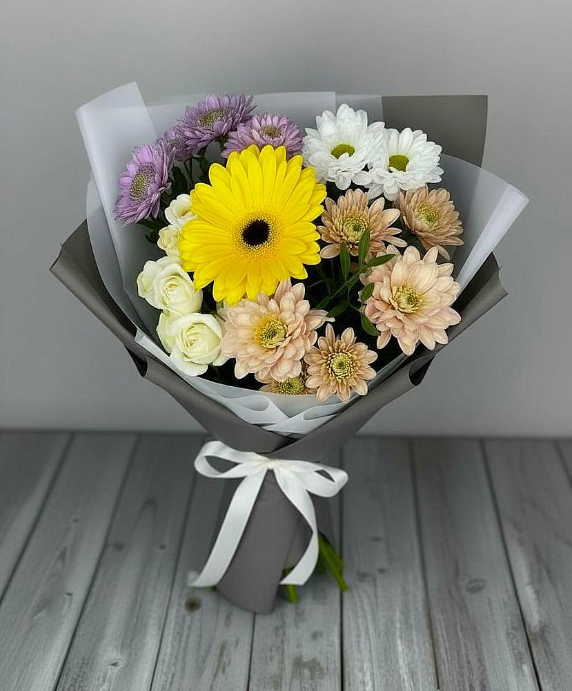 Букет цветов из: Розы, Герберы и Хризантемы в Правокубанском