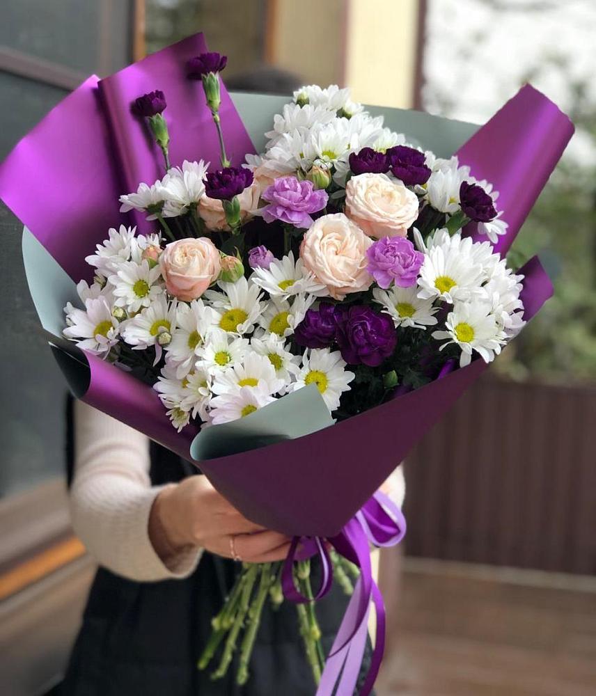 Букет цветов из: Хризантемы, Гвоздики и Розы в Правокубанском