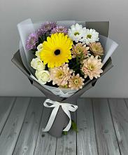 Букет цветов из:  Розы, Герберы и Хризантемы в Правокубанском