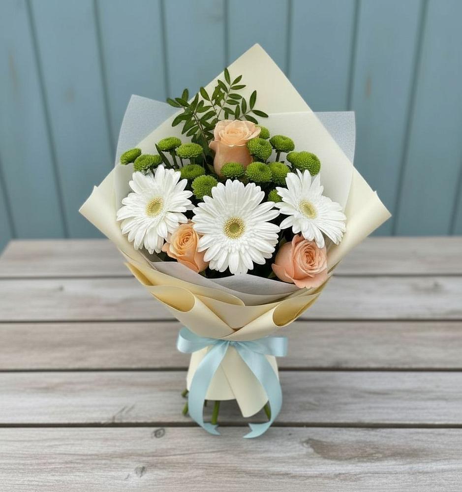 Букет цветов из: Герберы, Розы и Хризантемы в Правокубанском