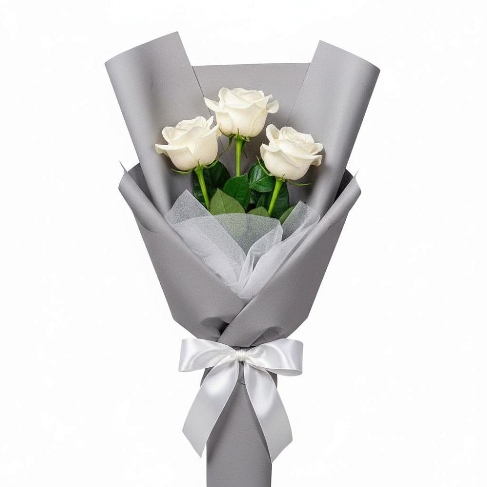 Букет 3 белые розы в Правокубанском