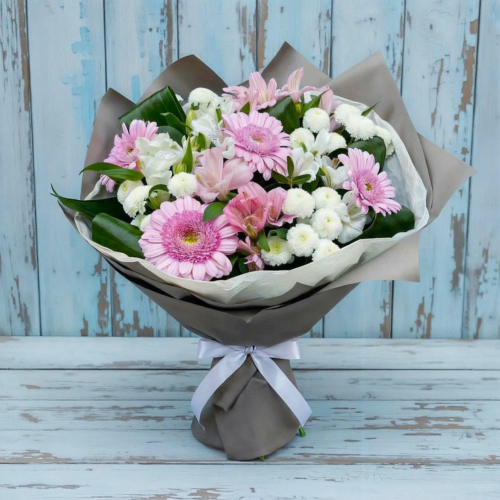 Букет цветов из: Герберы, Альстромерии и Хризантемы в Правокубанском