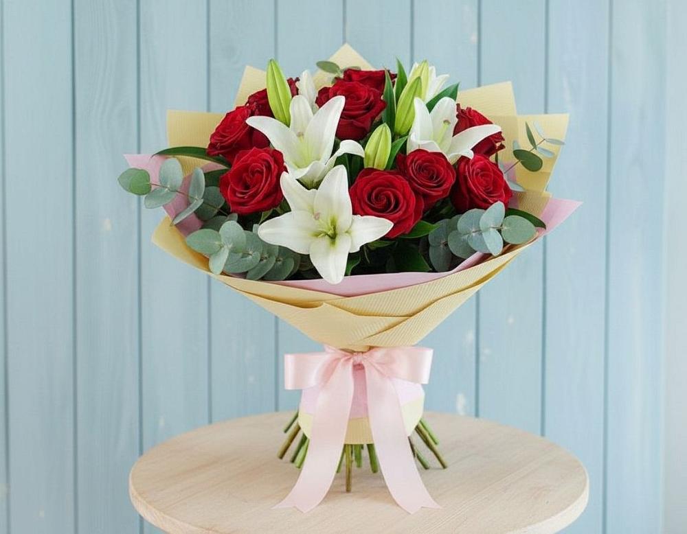 Букет цветов из: Лилии и Розы в Правокубанском